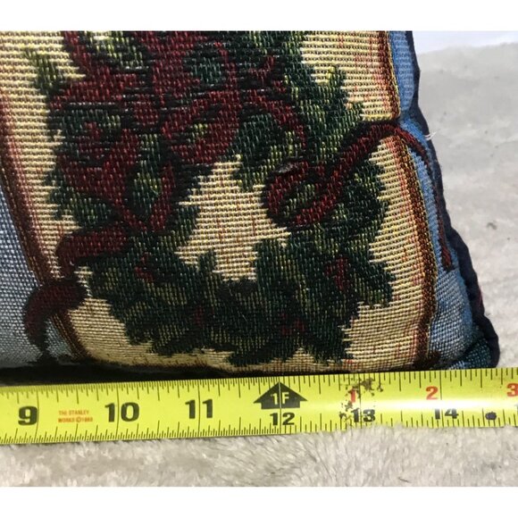 Holiday Tapestry Pillow Festive Wreath, Tree & Cardinal Design 14.5 X 14.5” - Picture 5 of 6